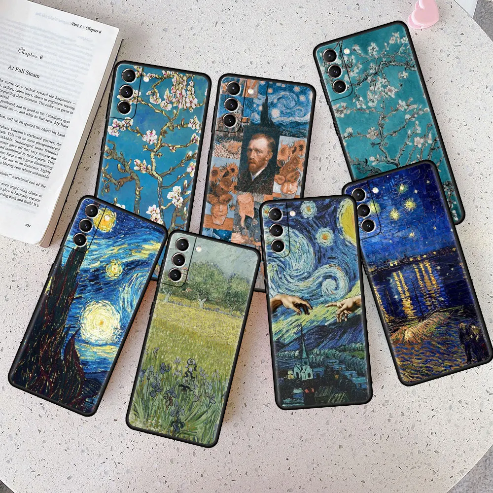 

Cell Phone Silicone Van Gogh Art Painting Flower Case Funda for Samsung Galaxy S10 S22 Plus S21 S22 Ultra S9 S21 FE S20 FE