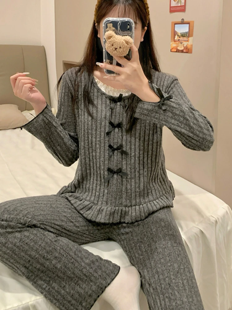 Женские пижамные комплекты с нагрудными подушечками шикарный дизайн бантом и