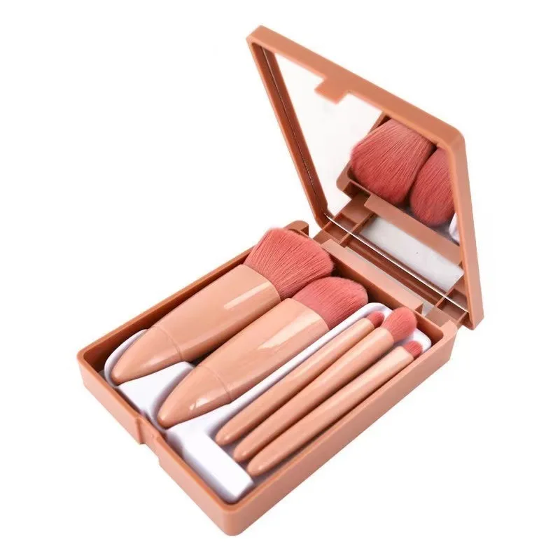 

5Pcs Makeup Brushes Tool Set Cosmetic Powder Eye Shadow Foundation Blush Blending Make Up Brush With Box And Mirror