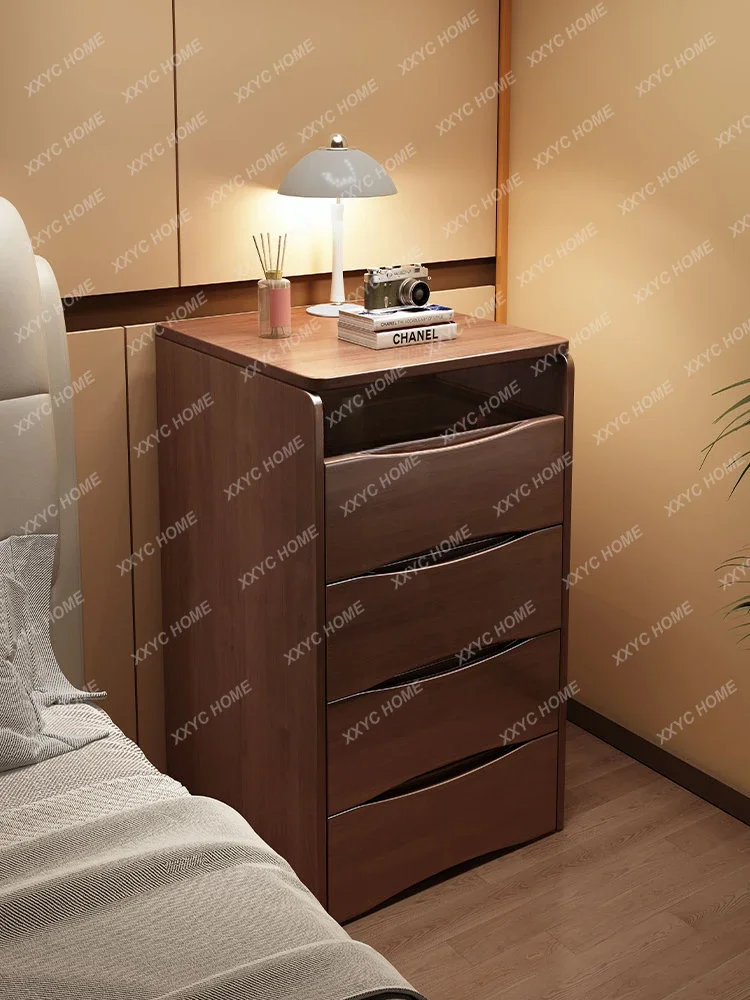 Комод из цельного дерева. Простой современный бытовой раскладной столик для