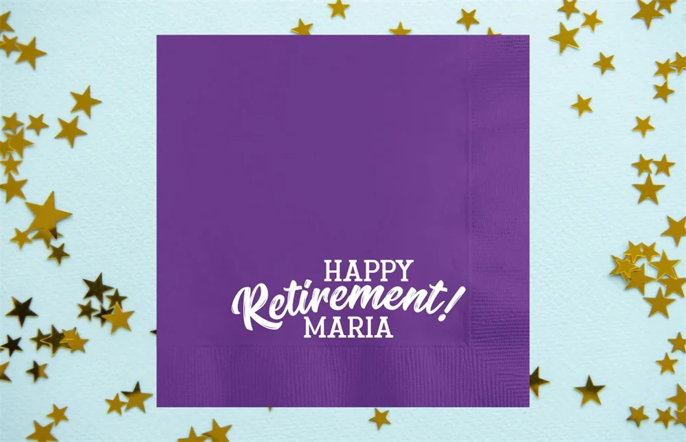 50 шт. бумажные салфетки для коктейлей на заказ Happy Retirement украшения вечеринок
