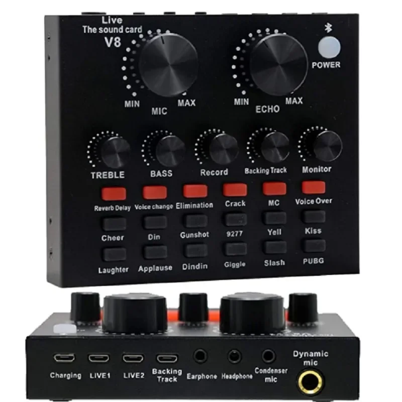 Микрофон V8 звуковая карта для ПК компьютерное аудио USB запись студийная игра