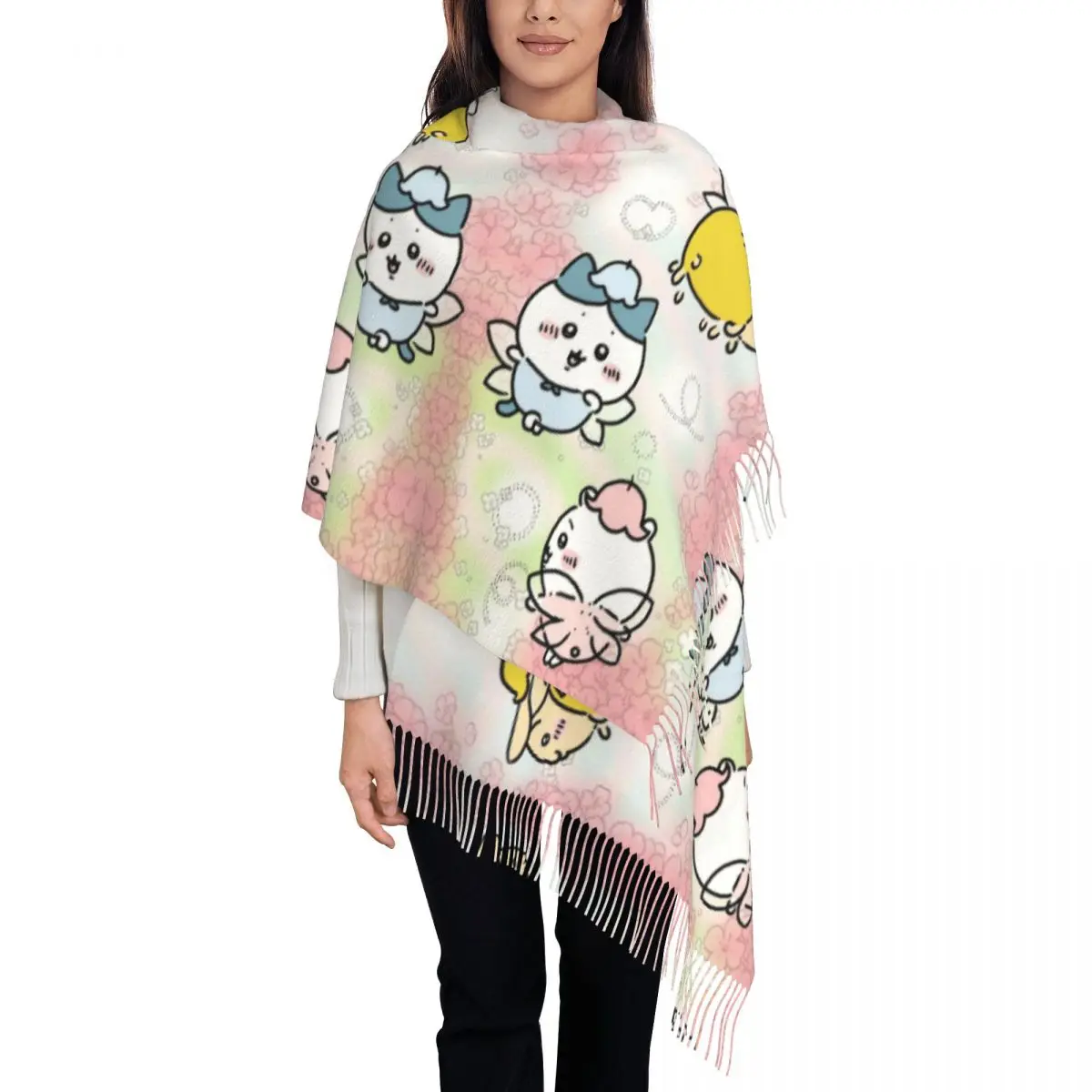 Шарф Chiikawa с принтом на заказ для женщин и мужчин зима-осень теплые шарфы шали