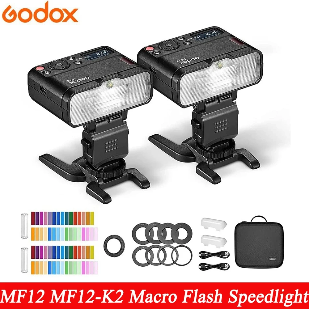 

Godox MF12 MF12-K2 Macro Flash Speedlight 2.4G Wireless Control Built-in X System TTL Flash for Nikon Sony Canon Fuji Olympus