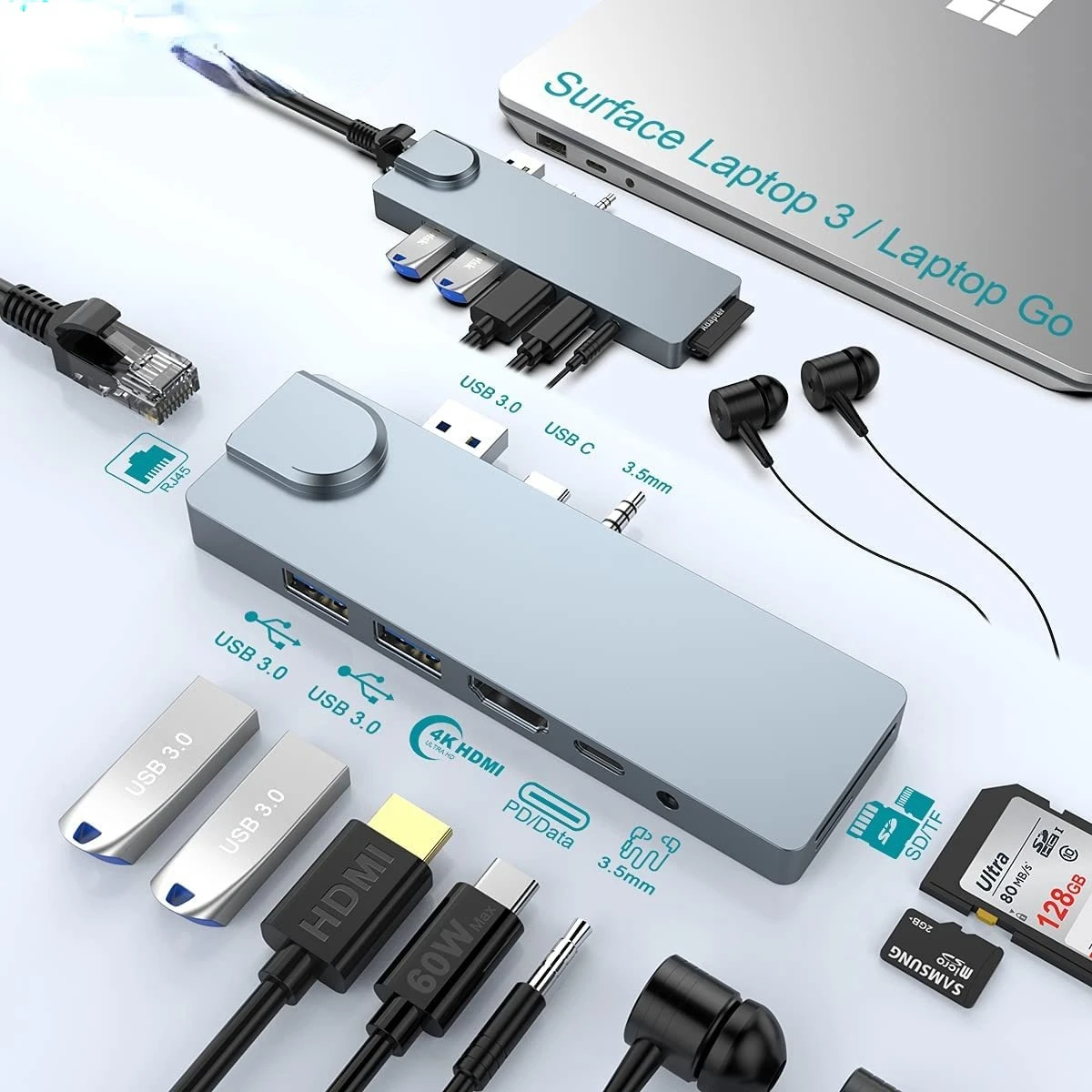 

Док-станция 8 в 1, 60 Вт, для ноутбука