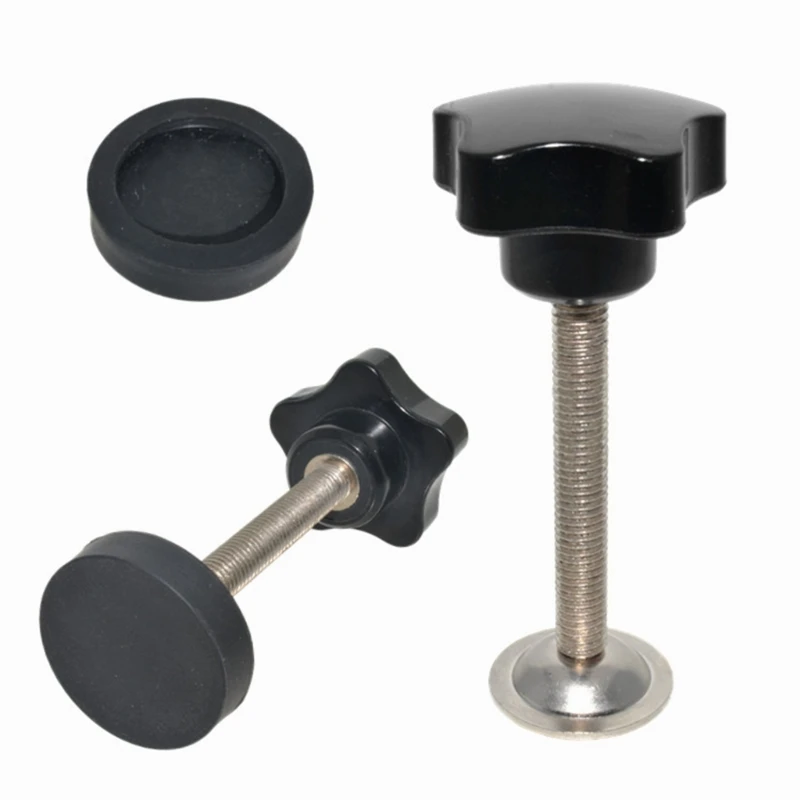 

F1CD Durability Thread Star Hand Knob Tightening Screw Thread Knurled Clamping Knobs Black Threaded Knurled Grip Knobs