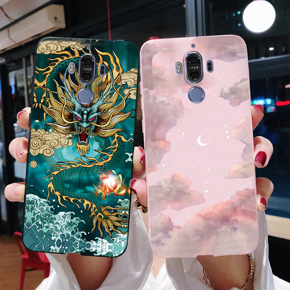 Чехол для Huawei Mate 9, Силиконовый ТПУ задний бампер, чехол с черным драконом, чехлы для телефонов Huawei Mate 9 Mate9 Pro, искусственный чехол