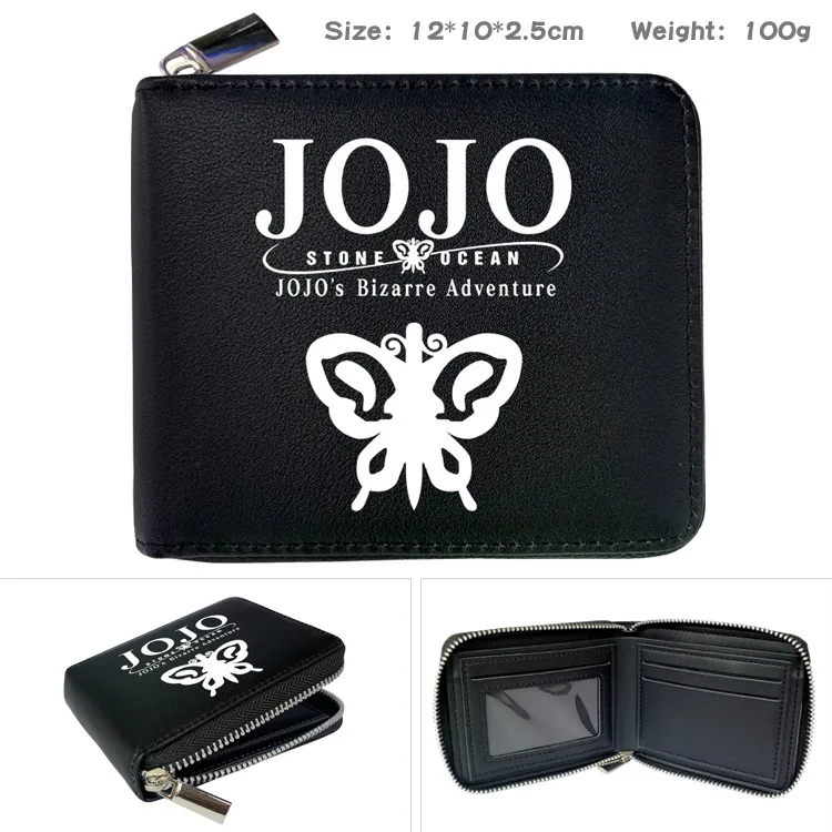 E-Mell JoJos Bizarre Adventure Golden Wind Giorno Giovanna Bruno Buccellati Trish Una Guīdo Mista Zip PU Black Wallet