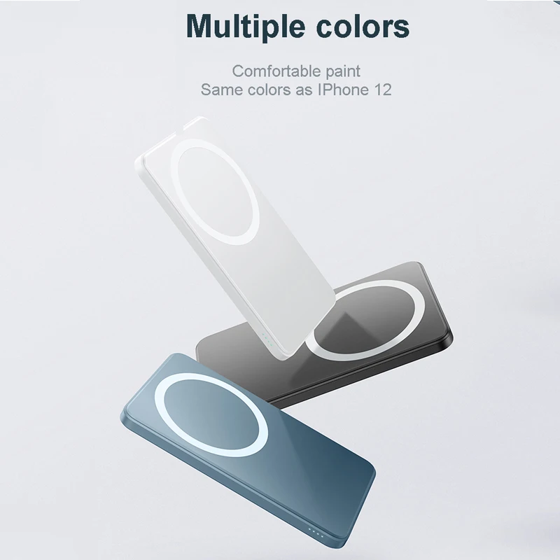 

5000MAH Two-In-One Portable Magnetic Wireless Charger Power Bank For Iphone12 13 Pro Max, Xiaomi, Huawei And Other Smartphones