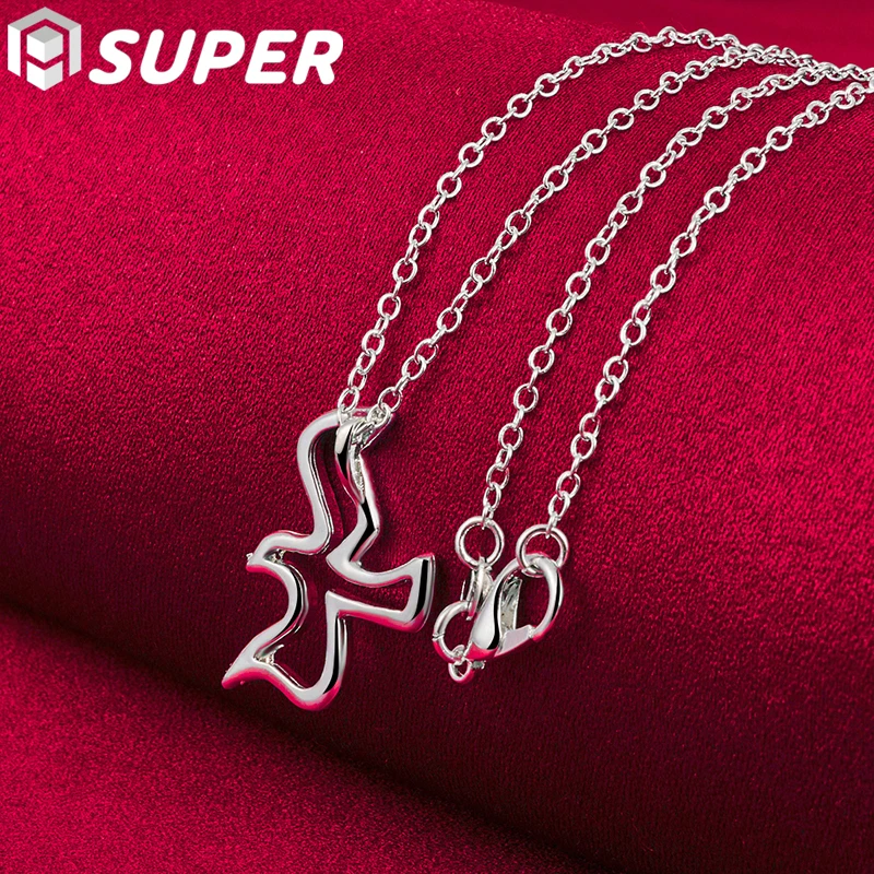 Женское ожерелье из серебра 925 пробы с подвеской в виде птицы