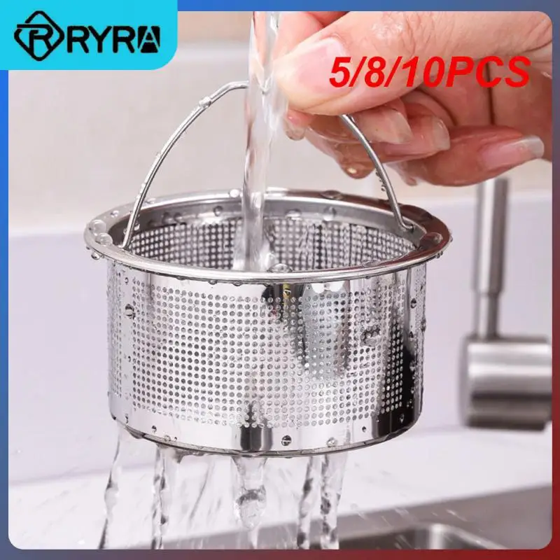 

5/8/10PCS 304 Stainless Steel Dense Hole Floor Drain Core Cover Water Basin Sink Sink Strainer With Handle Catcher Stopper