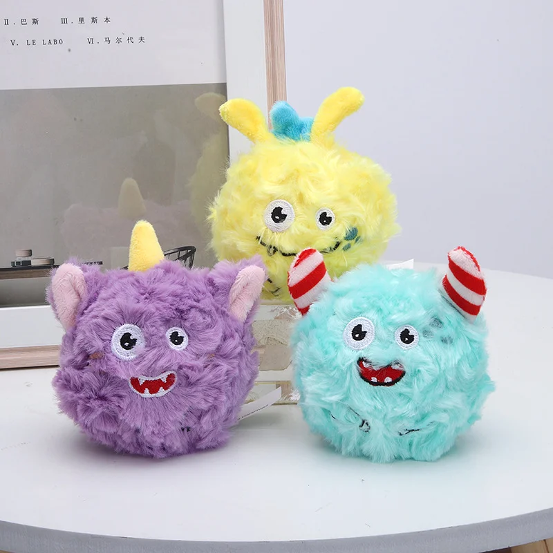 Pet Dog Plush Noise Chewing Toy New Squeaking Dog Toy 2-in-1 Plush Pet Toy Soundmaking Monster Toy Ball Pet Supplies