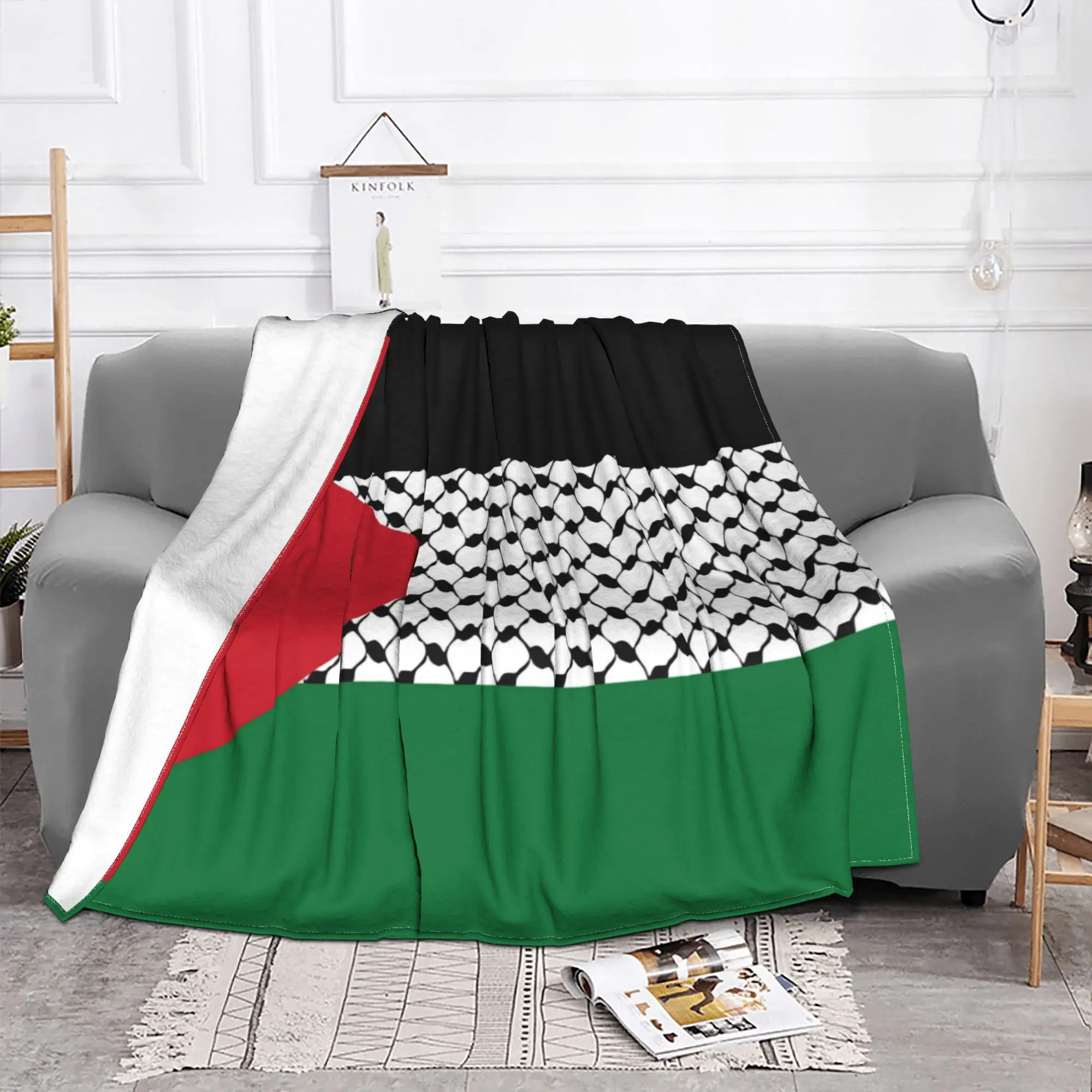 Одеяла с флагом Палестины Палестинское одеяло узором Хатта Куфия нечеткая