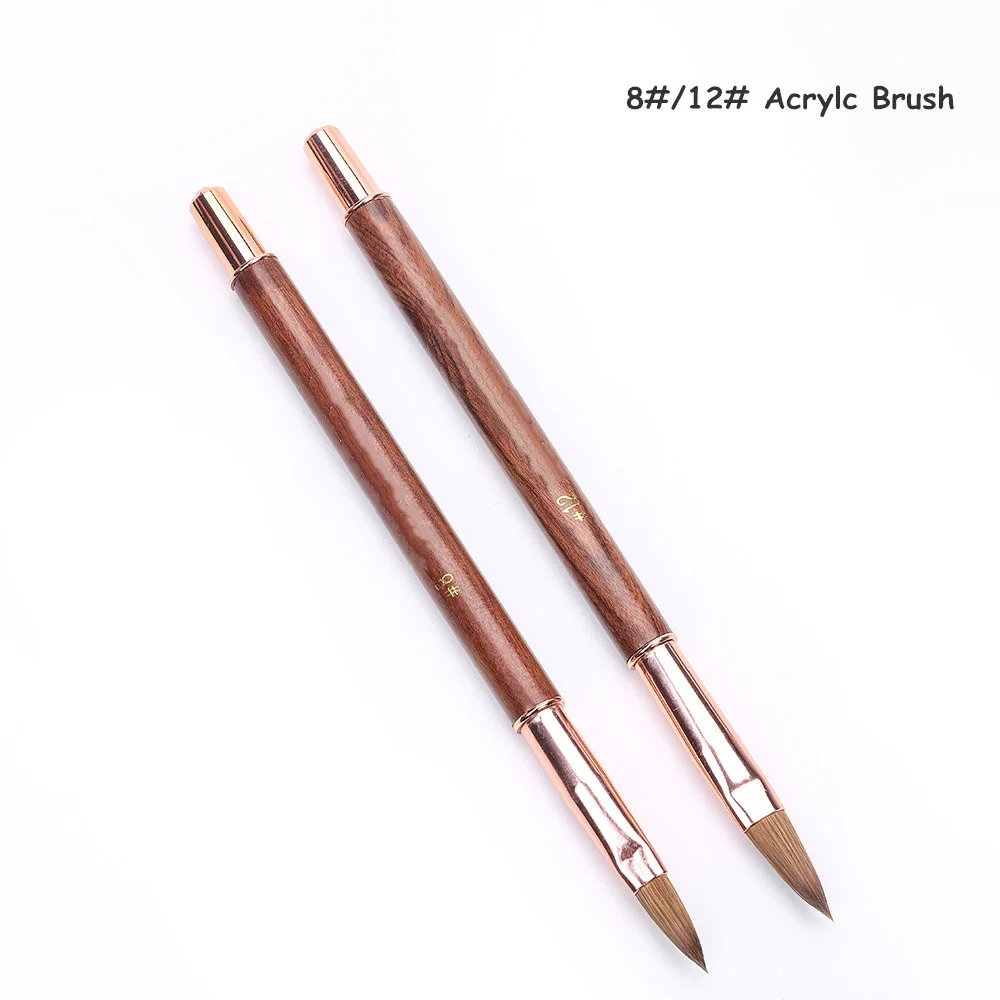2021 Kolinsky Hair Mahogany Wood Handle with Silver Ferrule Round Shaped Acrylic Nail Brush | Brushes