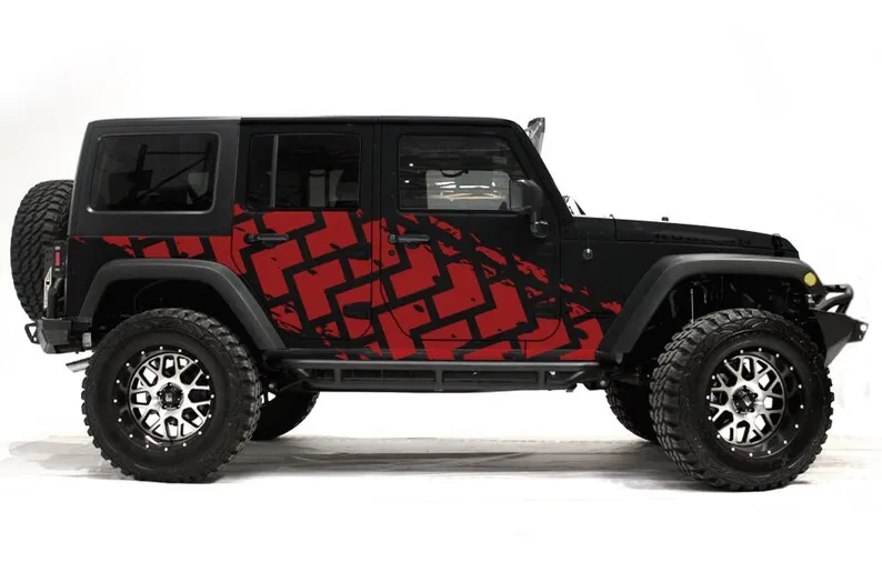 

Jeep Decal | Factory Crafts "TIRE TRACKS" Side Graphics Kit | Jeep Stickers | 3M Vinyl Decal Wrap | Fits Jeep Wrangler 2007-2016