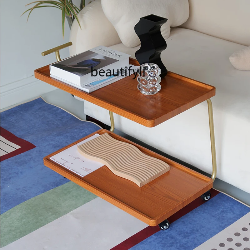 

yj Household Minimalist Trolley Creative Small Coffee Table Multi-Functional Tea Weagon Dining Car Shelf Drinks Trolley