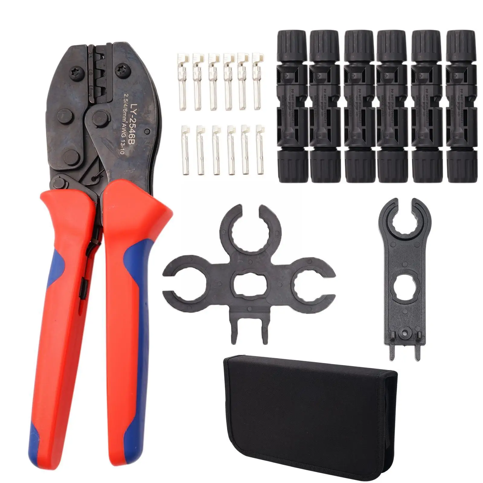 

Solar Crimping Tool Kit For 2.5-6.0mm²/AWG26-10 Solar Panel PV Cable With 20PCS Male Female Solar Panel Cable Connectors M8G5