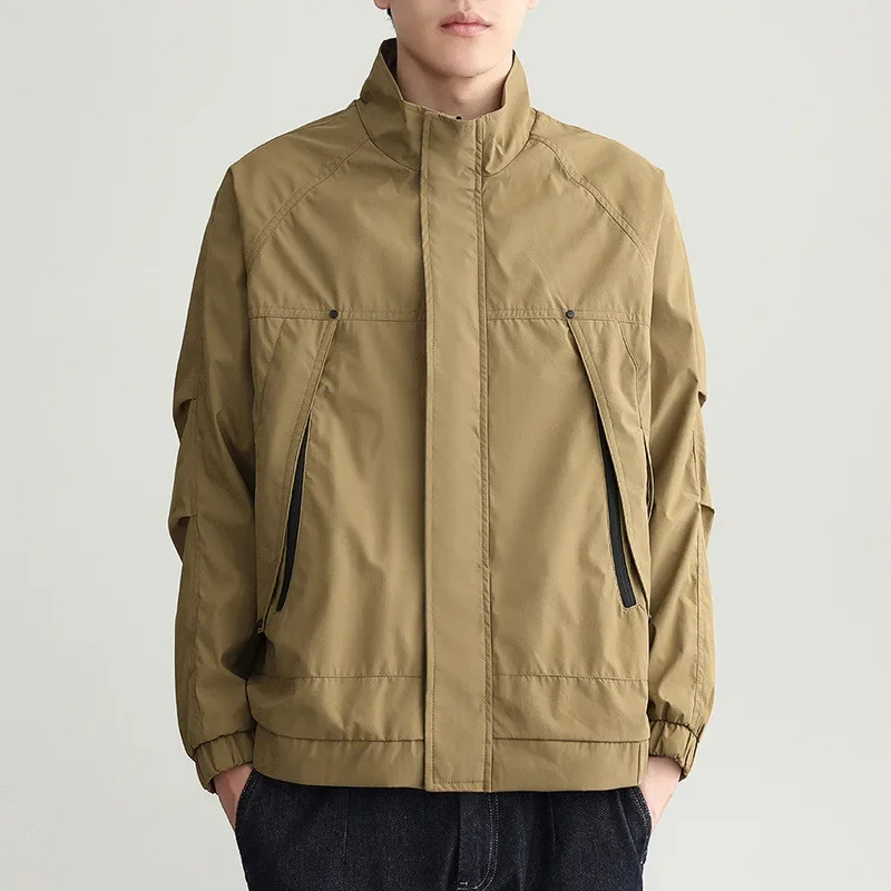 Мужской осенний Модный Универсальный блейзер с воротником-стойкой