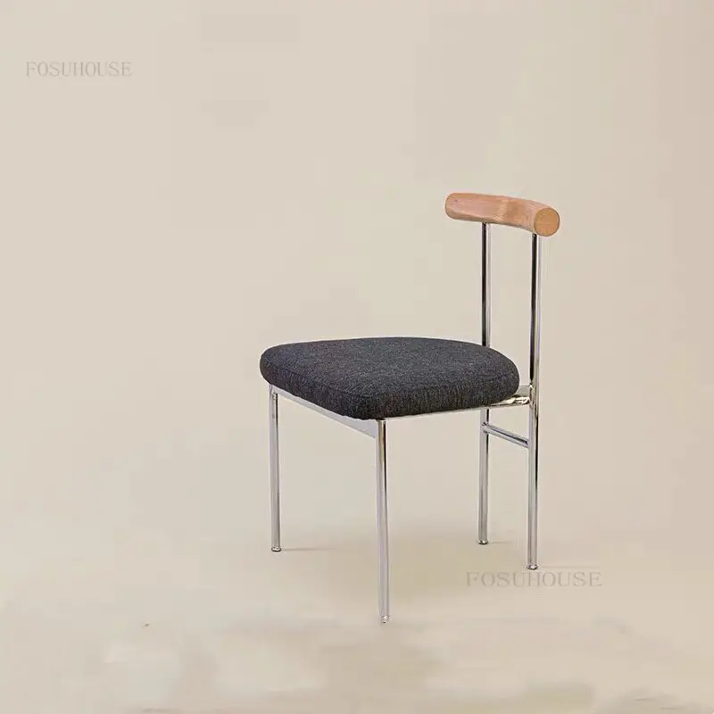 

Mobile Nordic Dining Chairs Stainless Steel Leather Dining Room Lounge Dining Chair Luxury Backrest Living Room Furnitures WH