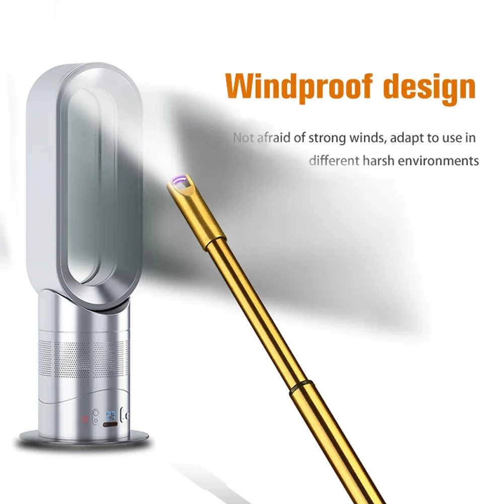 Удлиненная электрическая зажигалка ветрозащитная дуговая с USB-зарядкой