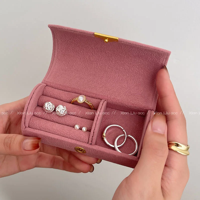 

Mini Small Travel Carry-on Small Earrings Ring Jewelry Box Vintage Ins Convenient Ring Organizer Simple Women Ring Storage