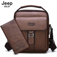jeep buluo brand mans shoulder messenger bag new high quality leather crossbody bags for men business casual fashion tote brown
