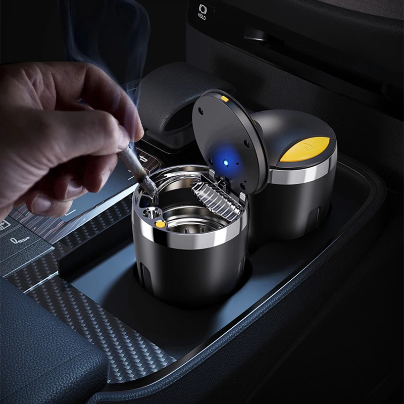

Car Ashtray Creative Covered Stainless Steel Liner With LED Light Car Ashtray Car Accessories