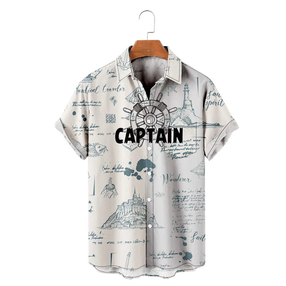 Men's Hawaiian T-Shirt Y2K Hombre Fashion Shirt Sailing Boat 3D Print Cozy Casual Short Sleeve Beach Oversized Clothes men shirt