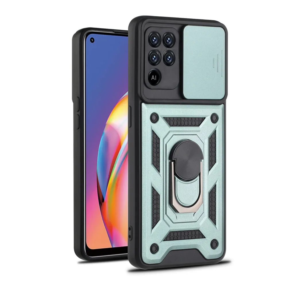 

For OPPO Reno 5 Lite Case for OPPO A94 A74 A54 5G A53 A93 Shockproof Ring Push Pull Camera Protection Cover for Reno 5 Lite 5K F