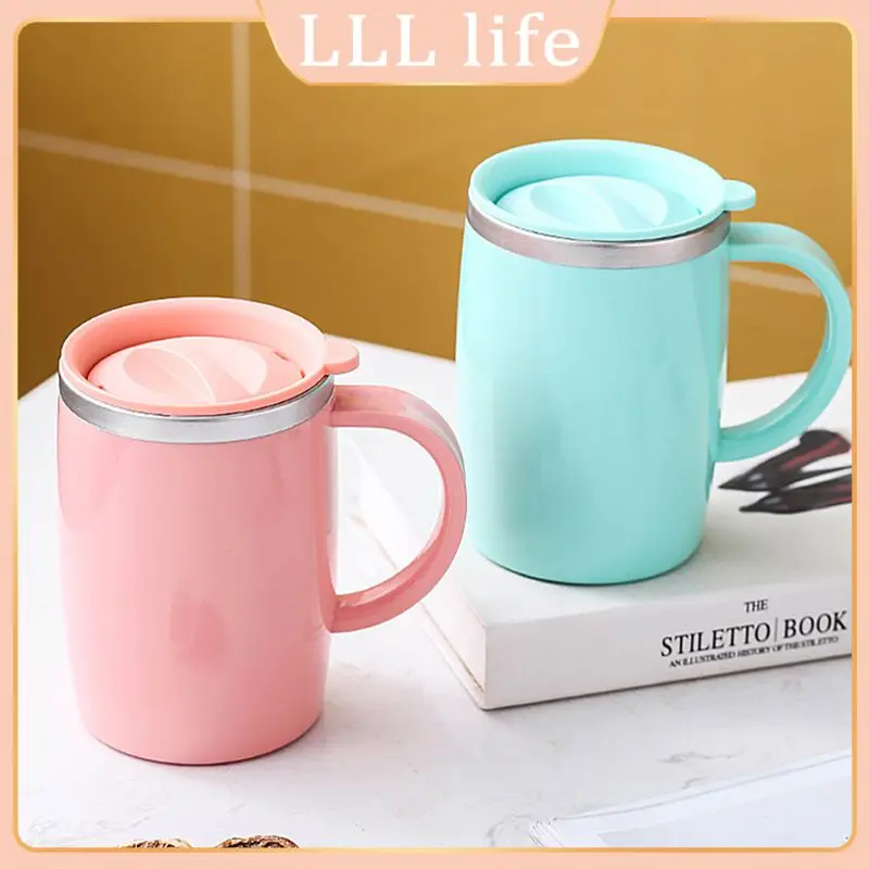 

Travel 500ml Coffee Mug Leak-proof Metal Drinking Mugs Heat Insulation Stainless Steel Water Mug Drinkware Anti-scald Reusable