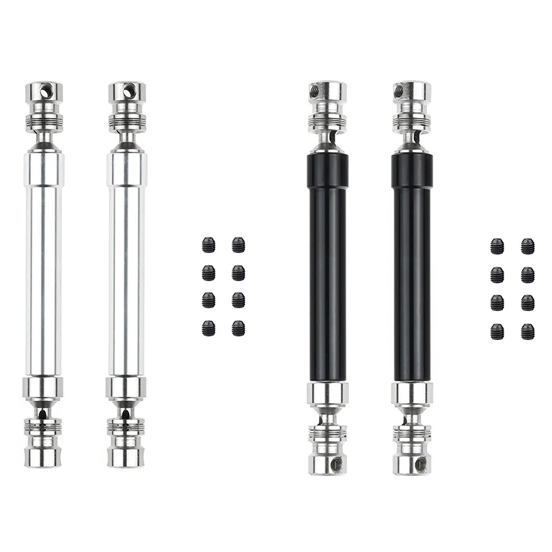 

2 Set Metal CVD Drive Shaft 110-160Mm For 1/10 RC Rock Crawler Axial SCX10 90046 Traxxas Trx4, Silver & Black