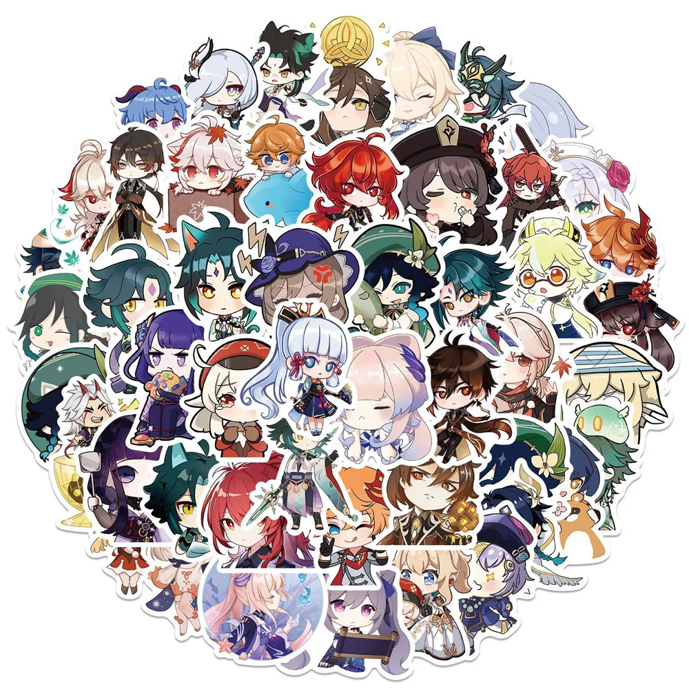 

10/30/50PCS Project Stickers Anime Genshin Impact Cartoon Aesthetic Stickers DIY Laptop Water Bottle Suitcase Kids Stickers