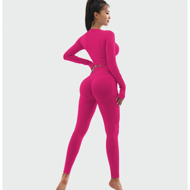 

Seamlessyoga Long Sleeved Top Tight Quick Drying Moisturea bsorptionbreathable High Waist Hip Lifting Yogapants Fitnesssetrwomen