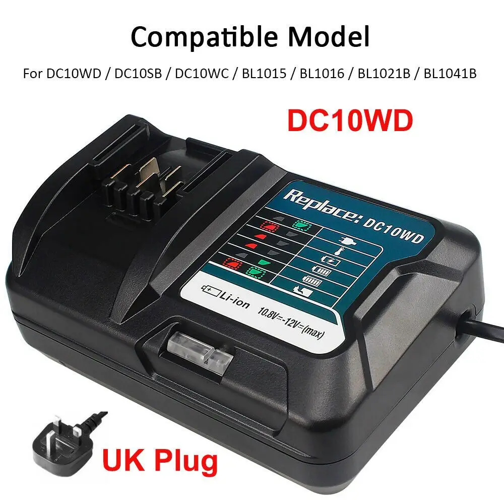 

DC10WD Charger Replace for MAKITA battery 10.8V 12V BL1016 BL1040B BL1015B BL1020B BL10DC10SA CL107FDWY CL107DWM AC100-260V