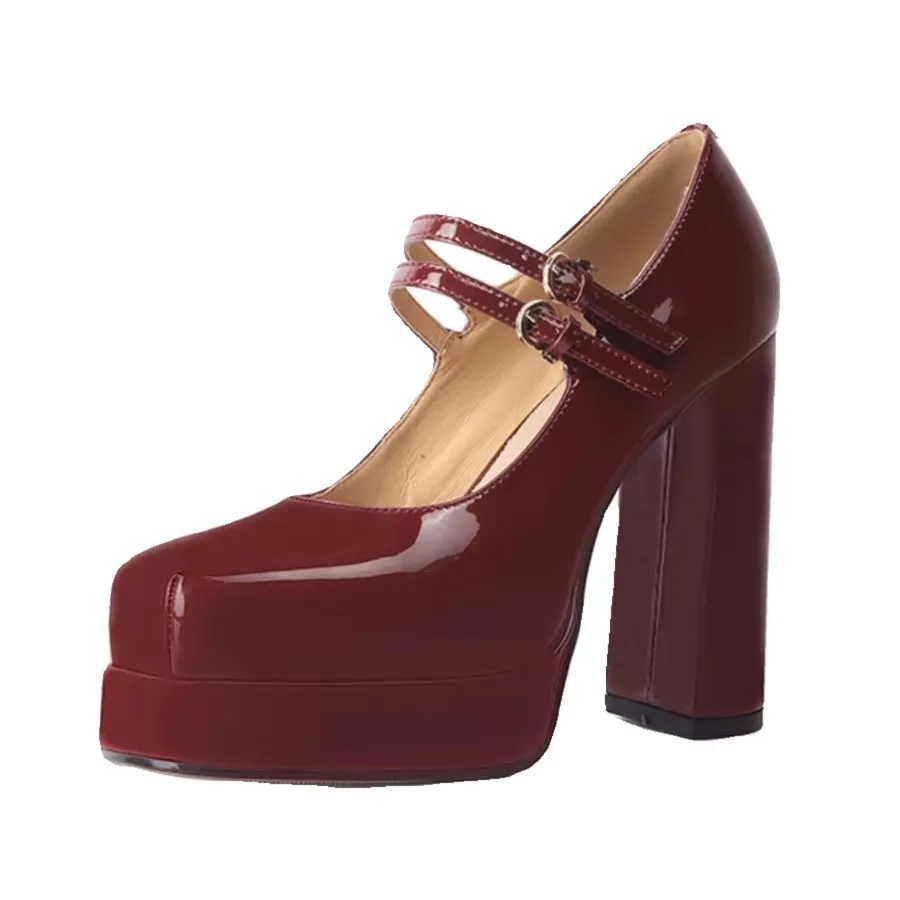 Женские туфли-лодочки Мэри Джейн на массивном каблуке