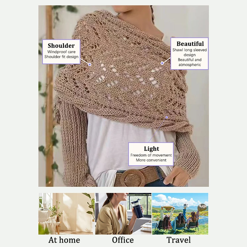 1 шт. простая универсальная шаль со скелетом свитер шарф с рукавами для женщин