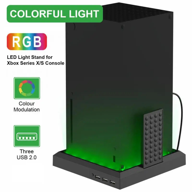 

Вертикальная подставка для Xbox серии X/S, многофункциональная база для охлаждения, Цветной RGB контроллер светильник подсветкой, ручка, кроншт...