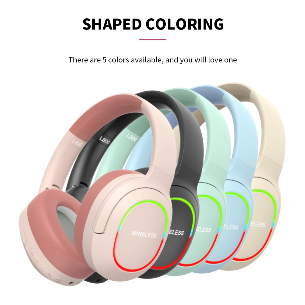 

Headworn Game Bluetooth Headset L800 Subwoofer Support Game Mode Luminous Folding Low Delay Headset
