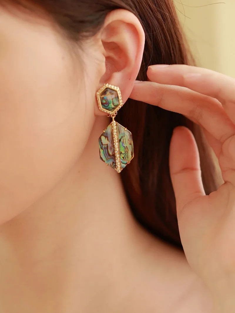 

Timeless Wonder Zirconia Geo Natural Shell Clip on Earrings for Women Designer Jewelry Non Pierced Luxury Brand Sweet Rare 3327