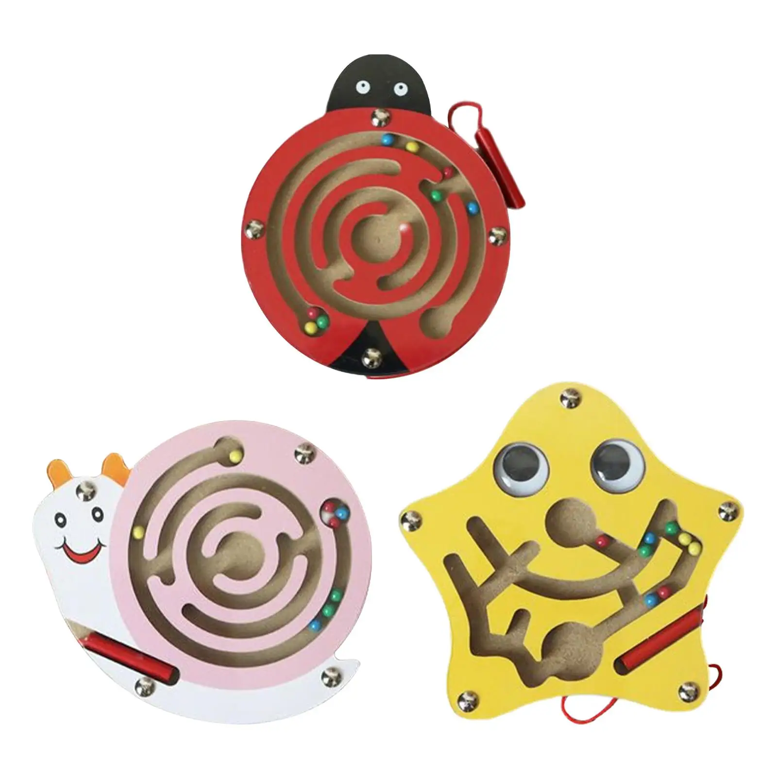 

Magnetic Wooden Toddler Maze Puzzle Eduactional Handcraft Toys Montessori Interactive Maze Magnet Beads for Toddlers Children