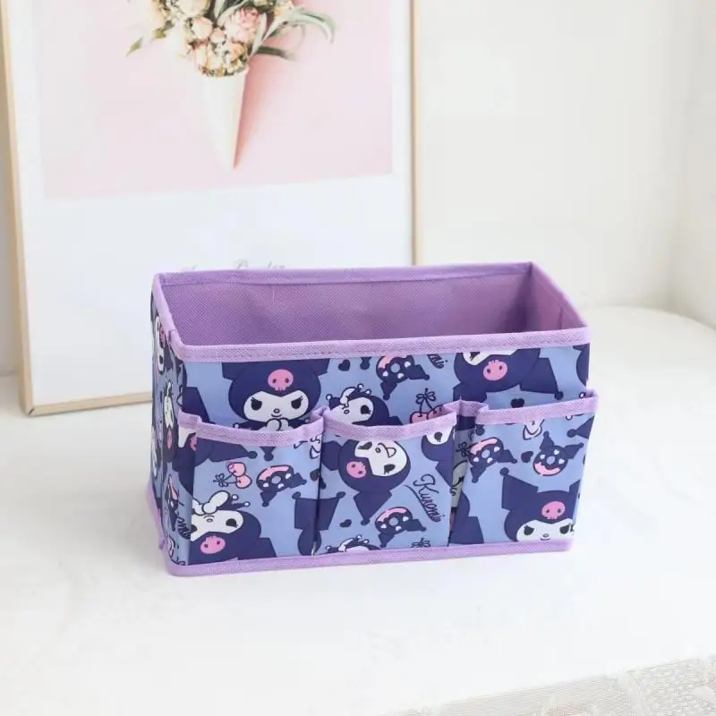 Фото Складной квадратный органайзер Sanrio Hangyodon Pom Pom Purin из ткани с тремя отделениями для хранения мелочей и косметики №2