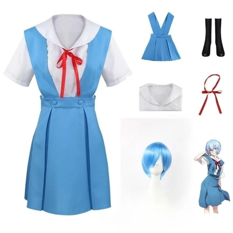 

New Anime EVA Cosplay School Uniform Costume Dress Uniform Asuka Langley Soryu Tokyo Ayanami Rei Costume Halloween Props Gift