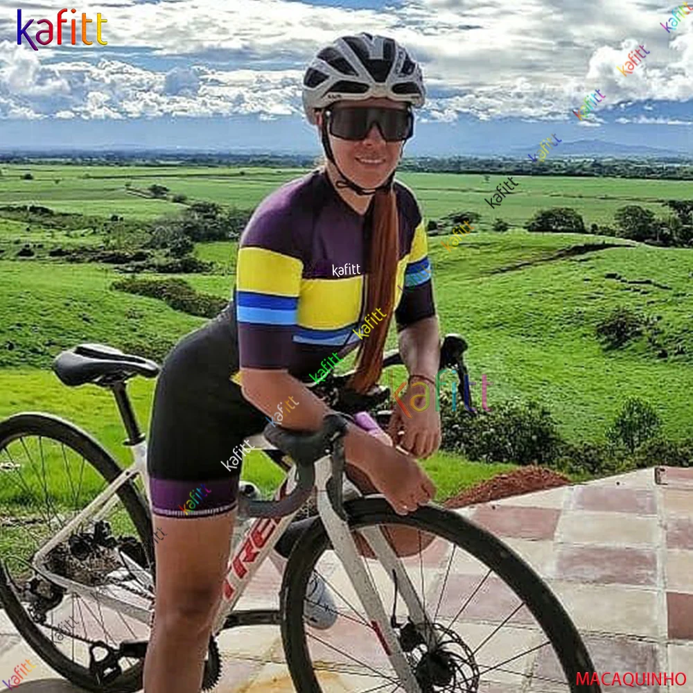 

Kafitt Women's Fashion Cycling Clothes Triathlon Skinsuit Sets 20D Gel Pad 2022Roupa Ciclismo Feminina Bike Jumpsuit Kits Summer