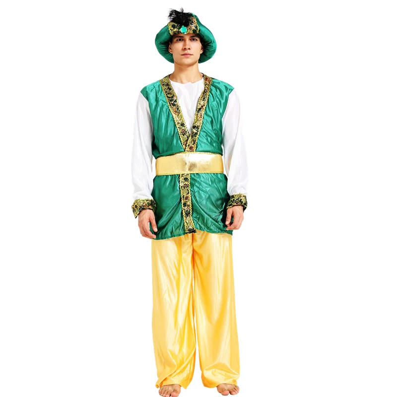 Arabian adults genie costume for men magi aladdin cosplay arab chief
