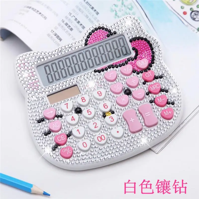 2022 новый милый Sanrioed Hello Kitty аниме мультфильм Кристалл бриллиант калькулятор