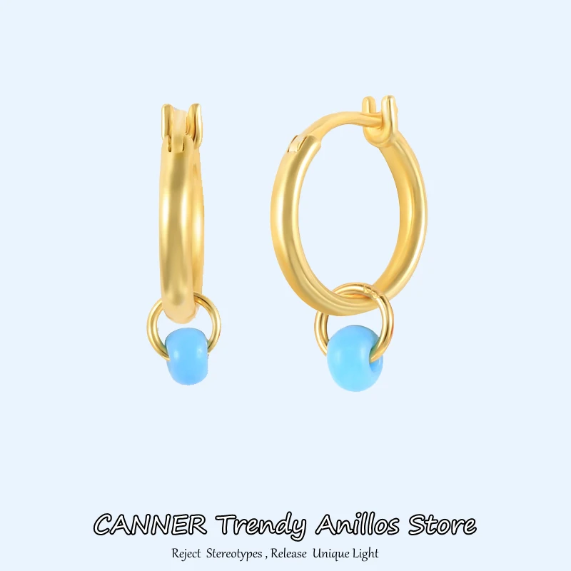 

Женские серьги-кольца CANNER, из серебра 925 пробы, с круглыми простыми бусинами