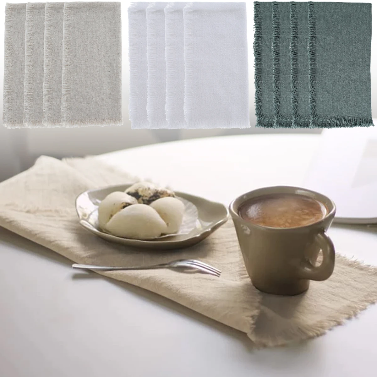 

Новые тканевые салфетки прочные салфетки из хлопка и льна деликатные хлопковые салфетки с бахромой 18x18 дюймов тканевые салфетки многофункц...