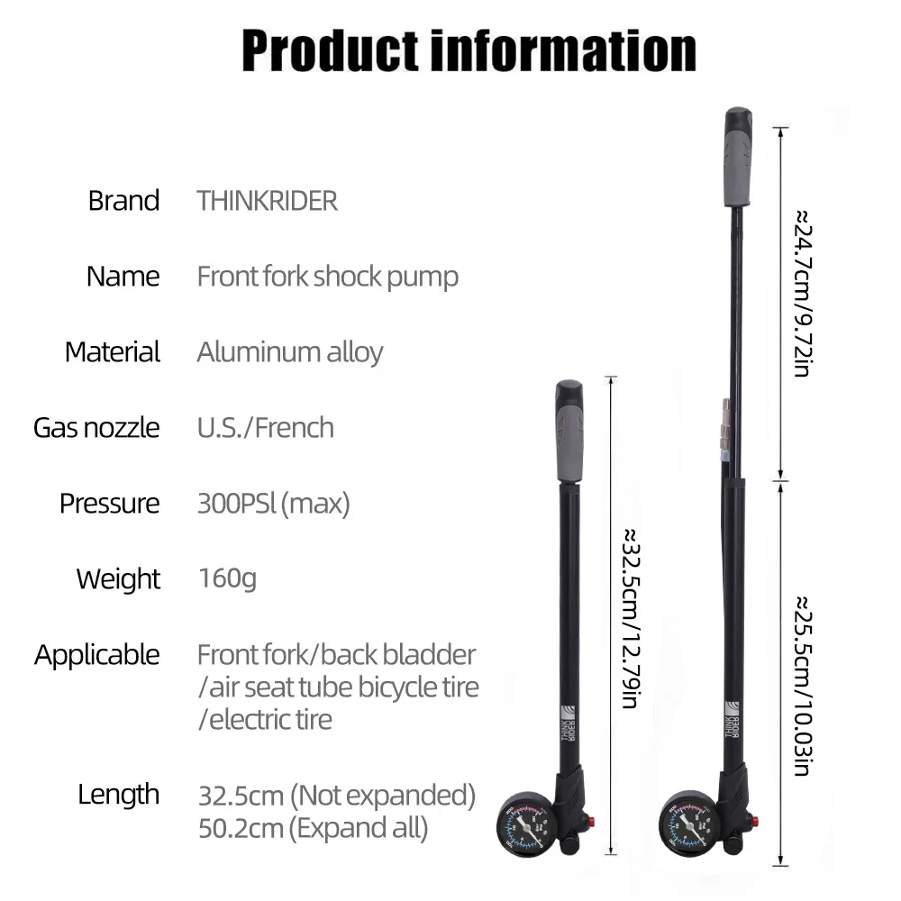ThinkRider Портативный Велосипедный Насос Высокого Давления С Манометром До 300 Фунтов