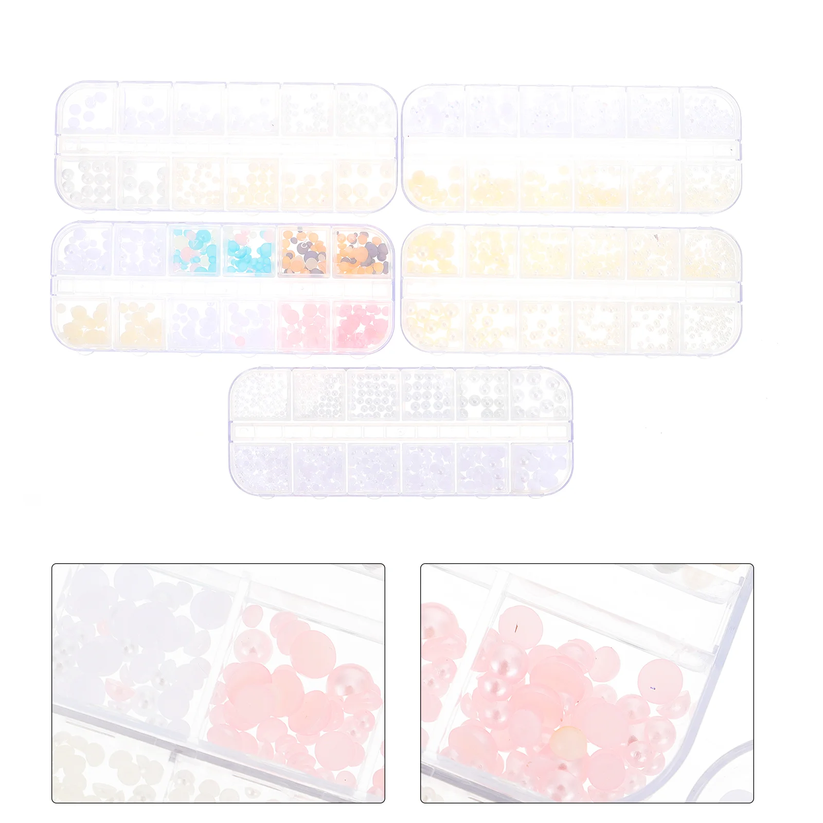 

5 коробок, наклейки для ногтей, подвески для ногтей, украшения для ногтей, инструменты для маникюра, разные типы