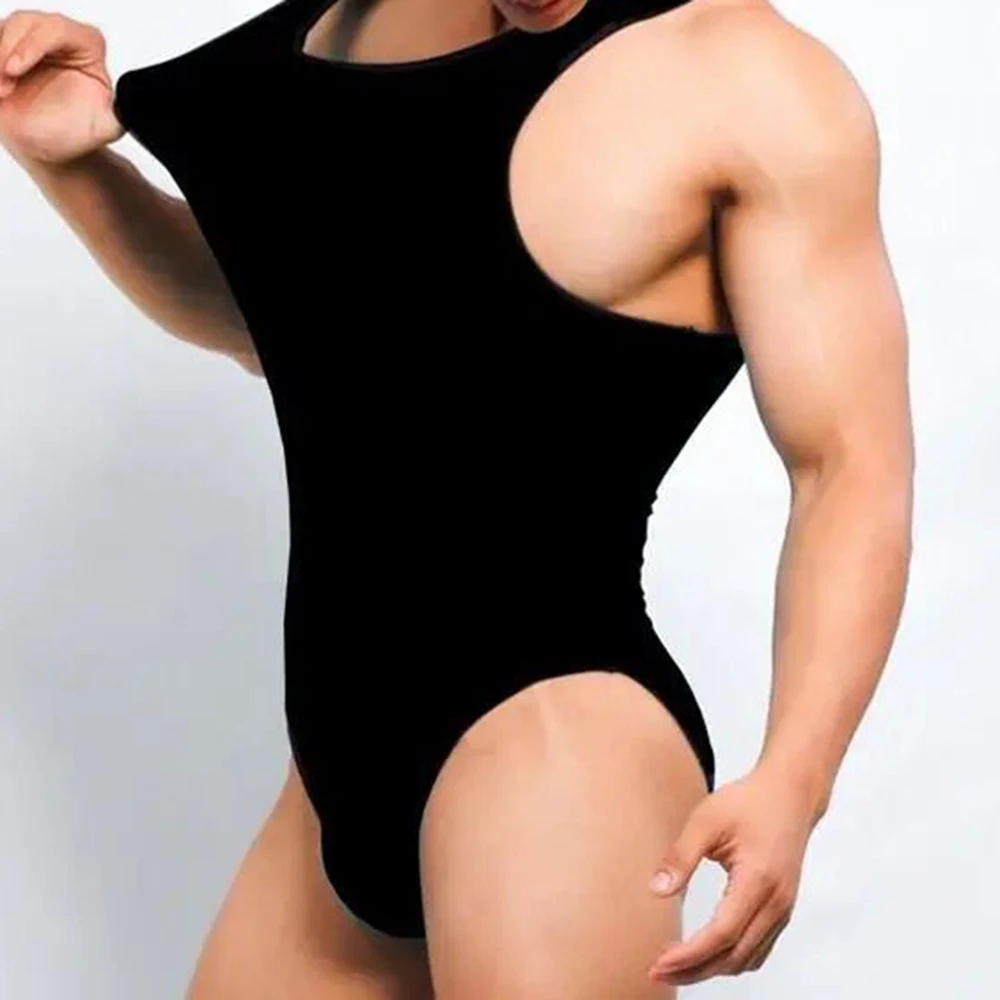Comfortable Jumpsuit Solid Men Homewear Romper Fashion Motion Bottoming Shirt Bodysuit Siamese Underwear Sexy One-piece Tank Top